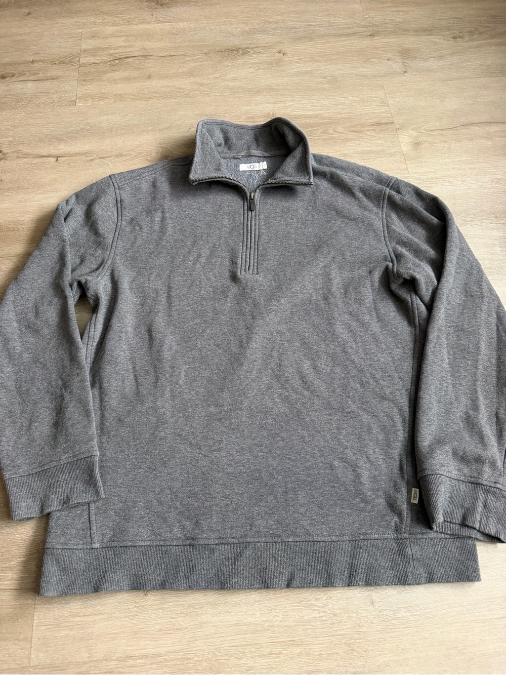 UGG Zeke Quarter Zip Sweatshirt Mens Large Gray Fleece‎ Lined Pullover